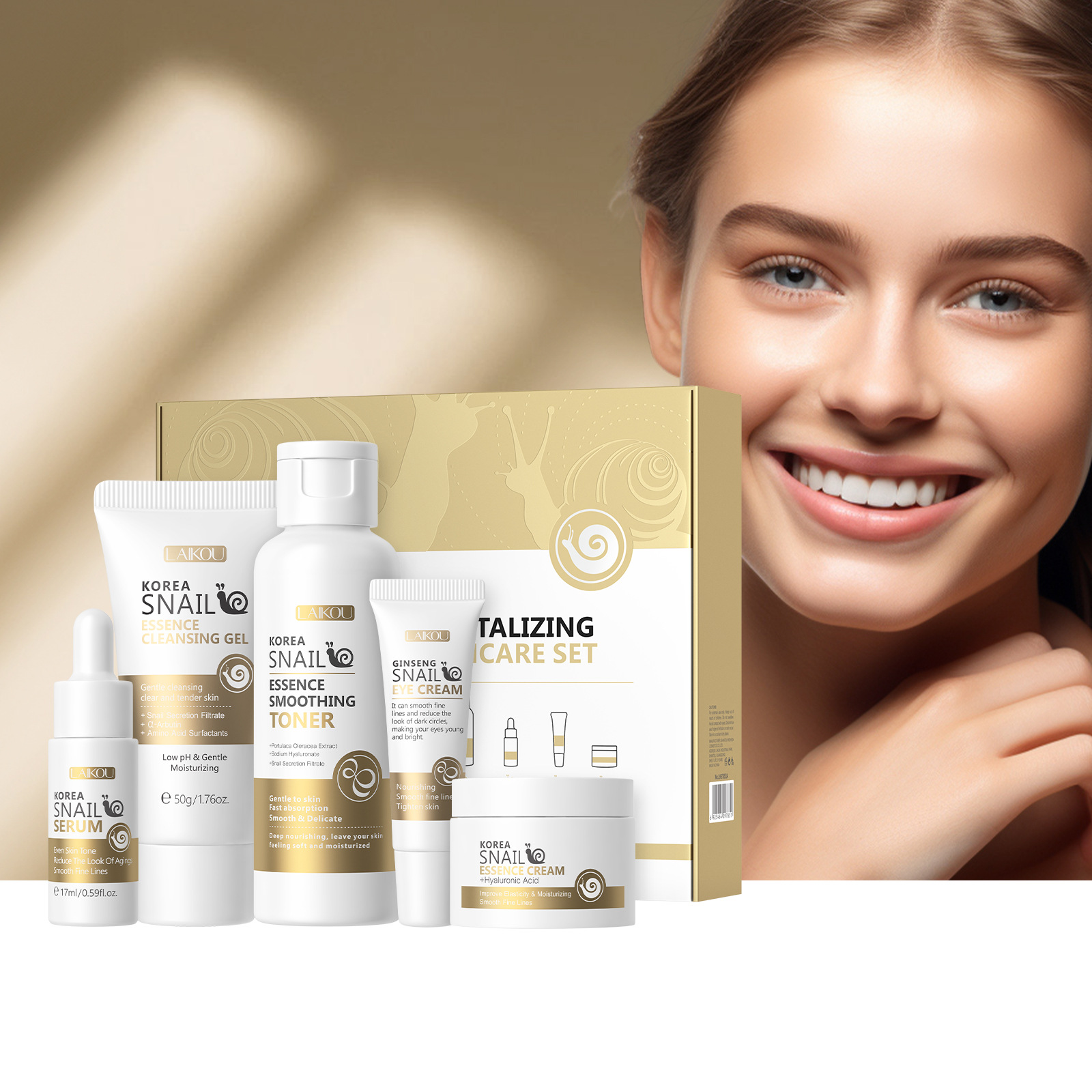 5pcs Boxed Korea Snail Skin Ca - огляд і ціна Essence Serum Toner